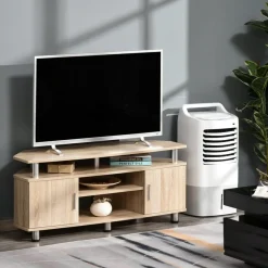 Mueble bajo TV Homcom 2 armarios+2 huecos natural 52x120x39,5 cm
