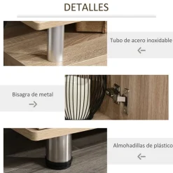 Mueble bajo TV Homcom 2 armarios+2 huecos natural 52x120x39,5 cm