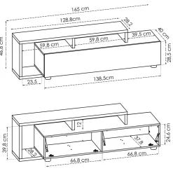Mueble bajo TV Kram 1 puerta grafito/nordic 47x165x40 cm