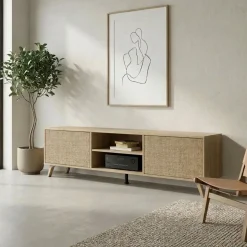 Mueble bajo TV Soto 2 armarios+2 huecos abiertos 49x180x39,6 cm
