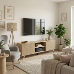 Mueble bajo TV Soto 2 armarios+2 huecos abiertos 49x180x39,6 cm