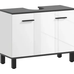 Mueble de baño Amalfi Homcom 2 puertas blanco/negro 60x80x34 cm