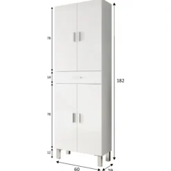 Mueble de baño Aruba 4 puertas+1 cajón blanco 182x60x29 cm