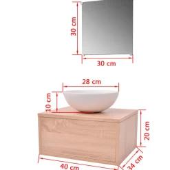 Mueble de baño Bahamas + lavabo + espejo 20x40x34 cm