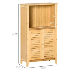 Mueble de baño Bamboo Homcom 2 puertas + 1 módulo natural 92x50x25,5 cm