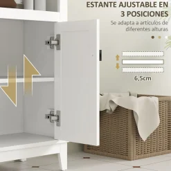Mueble de baño Cataleya Homcom con 2 puertas blanco/natural 90x60x30 cm