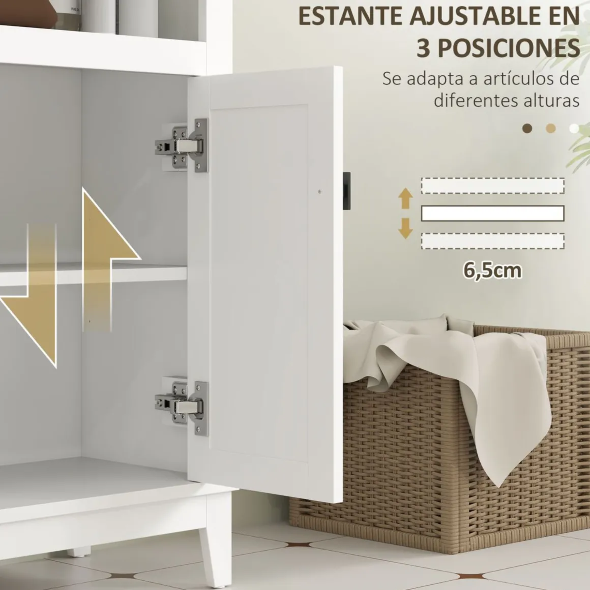Mueble de baño Cataleya Homcom con 2 puertas blanco/natural 90x60x30 cm