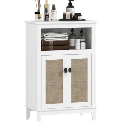 Mueble de baño Cataleya Homcom con 2 puertas blanco/natural 90x60x30 cm