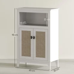 Mueble de baño Cataleya Homcom con 2 puertas blanco/natural 90x60x30 cm