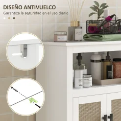 Mueble de baño Cataleya Homcom con 2 puertas blanco/natural 90x60x30 cm