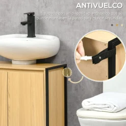 Mueble de baño Colmar Kleankin 2 puertas + 2 estantes natural/negro 65,2x60x30 cm