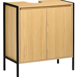 Mueble de baño Colmar Kleankin 2 puertas + 2 estantes natural/negro 65,2x60x30 cm