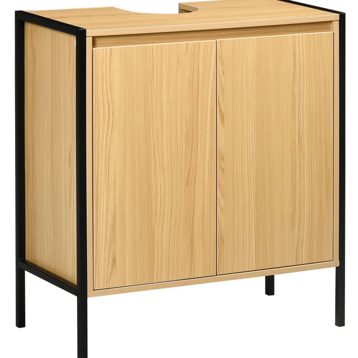Mueble de baño Colmar Kleankin 2 puertas + 2 estantes natural/negro 65,2x60x30 cm