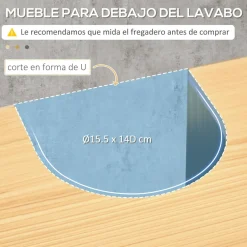 Mueble de baño Colmar Kleankin 2 puertas + 2 estantes natural/negro 65,2x60x30 cm
