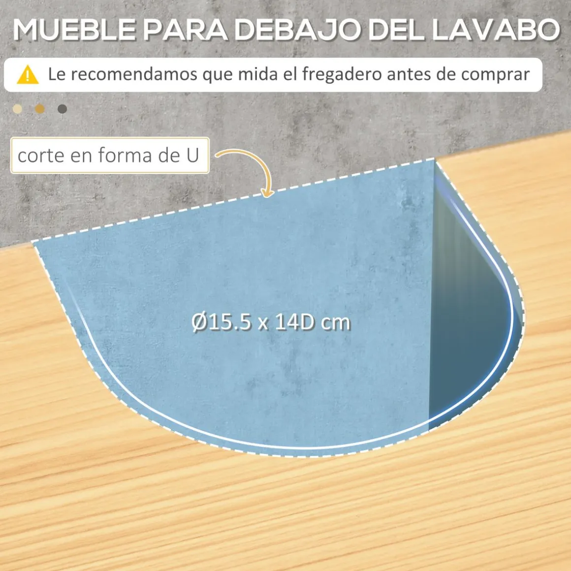 Mueble de baño Colmar Kleankin 2 puertas + 2 estantes natural/negro 65,2x60x30 cm