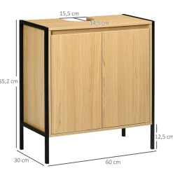 Mueble de baño Colmar Kleankin 2 puertas + 2 estantes natural/negro 65,2x60x30 cm