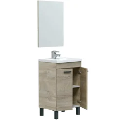 Mueble de baño con espejo y lavabo Essens 2 puertas roble Alaska
