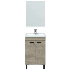 Mueble de baño con espejo y lavabo Essens 2 puertas roble Alaska