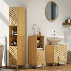 Mueble de baño Congo Homcom 2 puertas natural 60x60x30 cm
