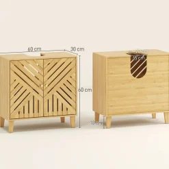 Mueble de baño Congo Homcom 2 puertas natural 60x60x30 cm