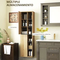Mueble de baño Elna Homcom 2 puertas natural 141,5x40x24 cm