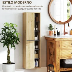 Mueble de baño Elna Homcom 2 puertas natural 141,5x40x24 cm