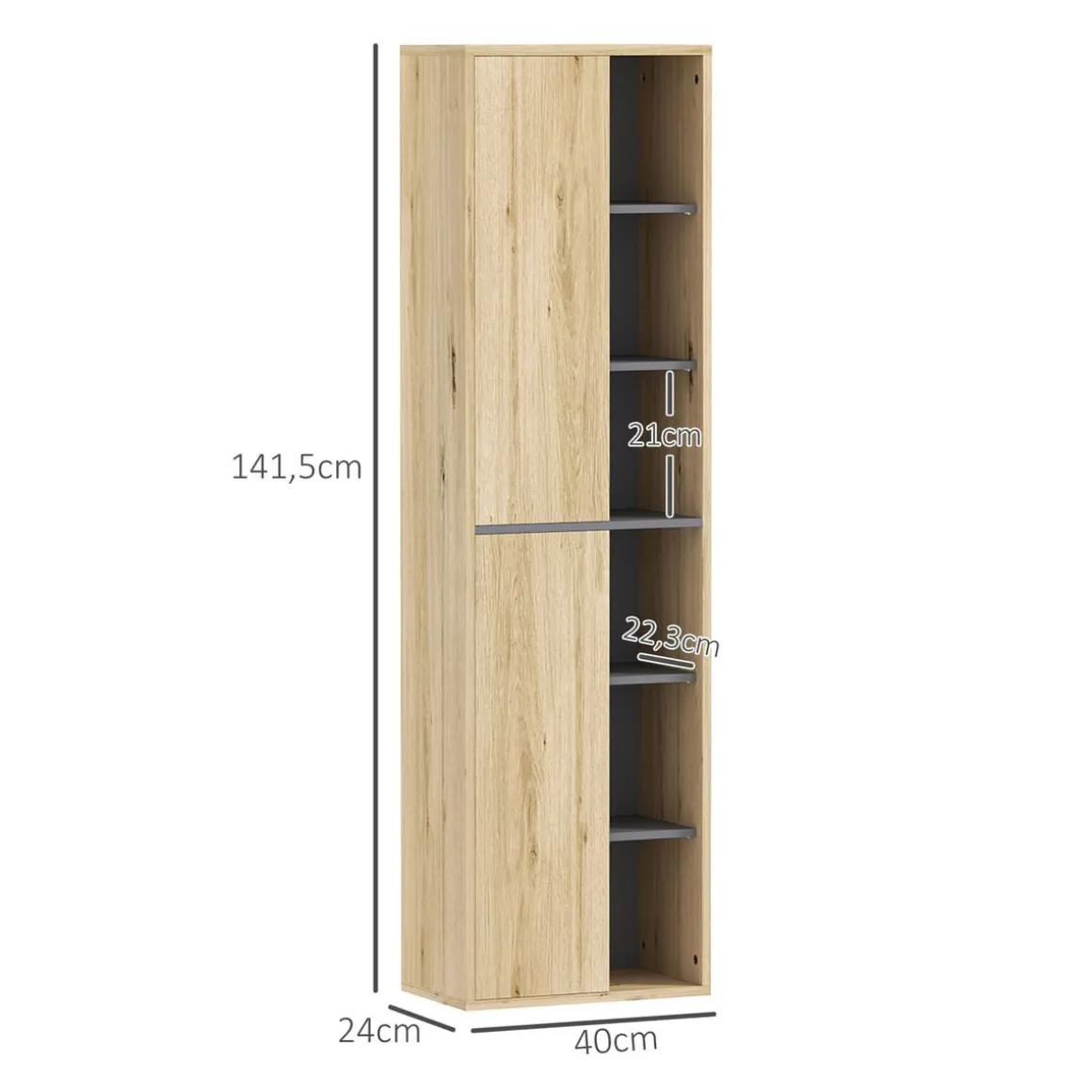 Mueble de baño Elna Homcom 2 puertas natural 141,5x40x24 cm
