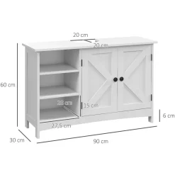 Mueble de baño Farm Kleankin 2 puertas + 3 estantes abiertos blanco 60x90x30 cm