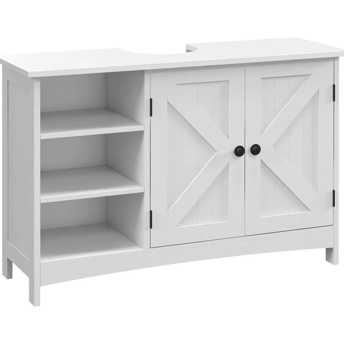 Mueble de baño Farm Kleankin 2 puertas + 3 estantes abiertos blanco 60x90x30 cm