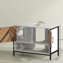 Mueble de baño Kitte Homcom 2 puertas y un compartimento blanco/natural 60x80x40 cm