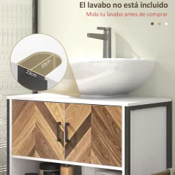 Mueble de baño Kitte Homcom 2 puertas y un compartimento blanco/natural 60x80x40 cm