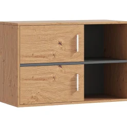 Mueble de baño Loira Homcom 2 puertas con 2 compartimentos natural 57,5x80x35 cm