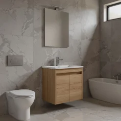 Mueble de baño Makalu 2 puertas con lavabo y espejo 61x60x36 cm