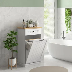 Mueble de baño Milán Homcom con cajón y puerta abatible blanco 90x52x33 cm