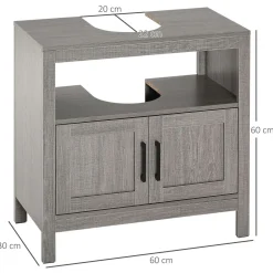 Mueble de baño Oslo Kleankin 2 puertas + 2 estantes gris 60x60x30 cm