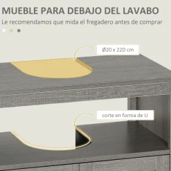 Mueble de baño Oslo Kleankin 2 puertas + 2 estantes gris 60x60x30 cm
