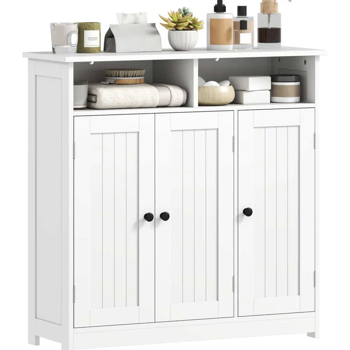 Mueble de baño Storage Homcom 2 compartimentos + 2 armarios + 1 balda ajustable blanco 85x85x30 cm