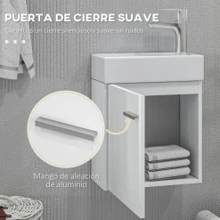 Mueble de baño Tosco Homcom con lavabo y puerta blanco brillo 50x40x23 cm