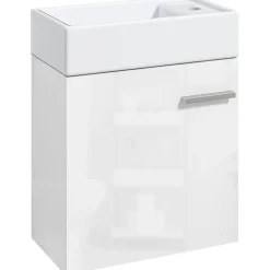Mueble de baño Tosco Homcom con lavabo y puerta blanco brillo 50x40x23 cm