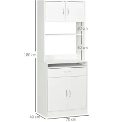 Mueble de cocina Paros Homcom 4 puertas blanco 180x70x40 cm