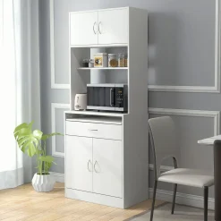 Mueble de cocina Paros Homcom 4 puertas blanco 180x70x40 cm