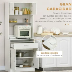 Mueble de cocina Paros Homcom 4 puertas blanco 180x70x40 cm