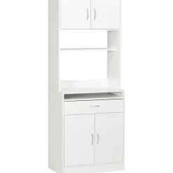 Mueble de cocina Paros Homcom 4 puertas blanco 180x70x40 cm