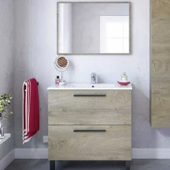 Mueble de lavabo Athena con espejo roble Alaska
