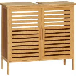 Mueble de lavabo Covadonga Kleankin 2 puertas bambú natural 61,5x66x29 cm
