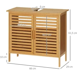 Mueble de lavabo Covadonga Kleankin 2 puertas bambú natural 61,5x66x29 cm