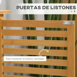 Mueble de lavabo Covadonga Kleankin 2 puertas bambú natural 61,5x66x29 cm