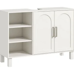 Mueble de lavabo Peonía Kleankin 3 compartimentos + armario crema 63x90x30 cm