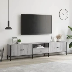 Mueble de TV Acuario 2 armarios + cajón + compartimento 44x200x25 cm