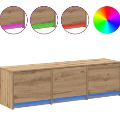 Mueble de TV Alberta 3 cajones + LED natural 40x140x34 cm